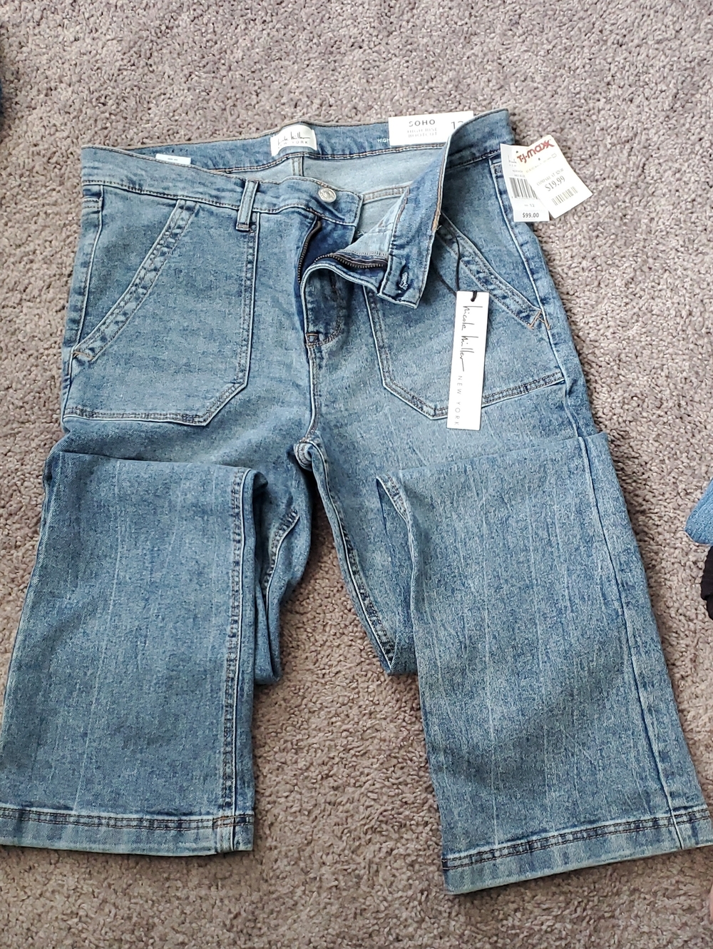 Soho High RISE Boot Cut,  Blue Denim Carpenter Pants